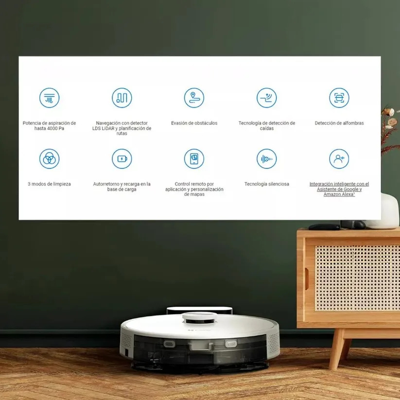 Aspiradora Robot Smart Alexa Bateria 4930mah Blanca Ezviz Blanco