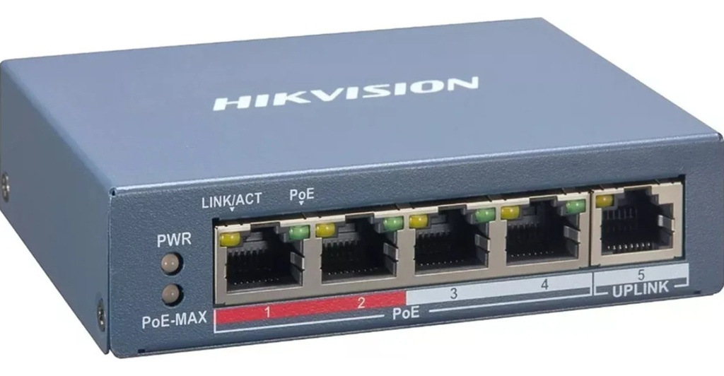 Switch Ethernet Hikvision Smart Fast 4 Puertos Poe Y 1 Rj45