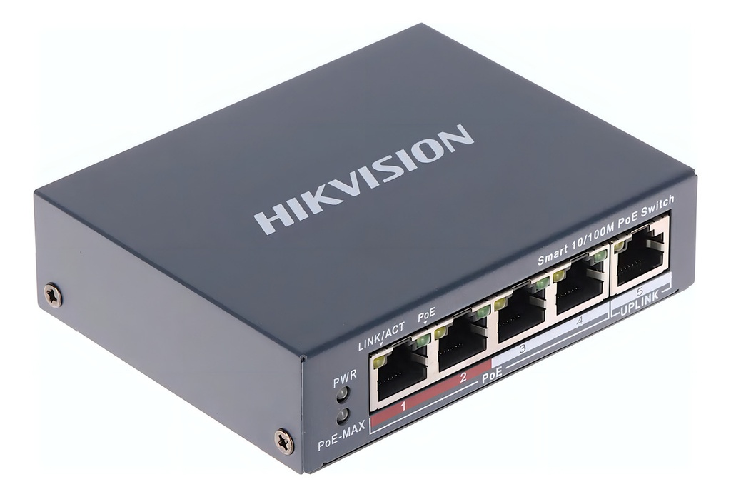 Switch Ethernet Hikvision Smart Fast 4 Puertos Poe Y 1 Rj45
