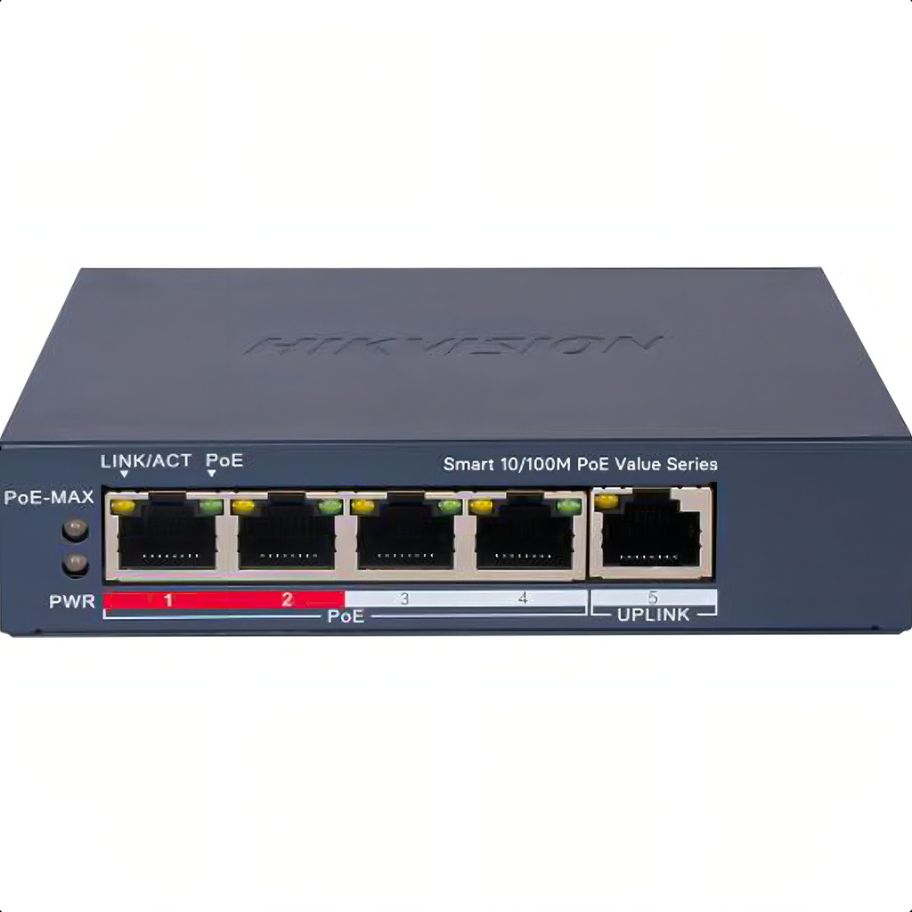 Switch Ethernet Hikvision Smart Fast 4 Puertos Poe Y 1 Rj45