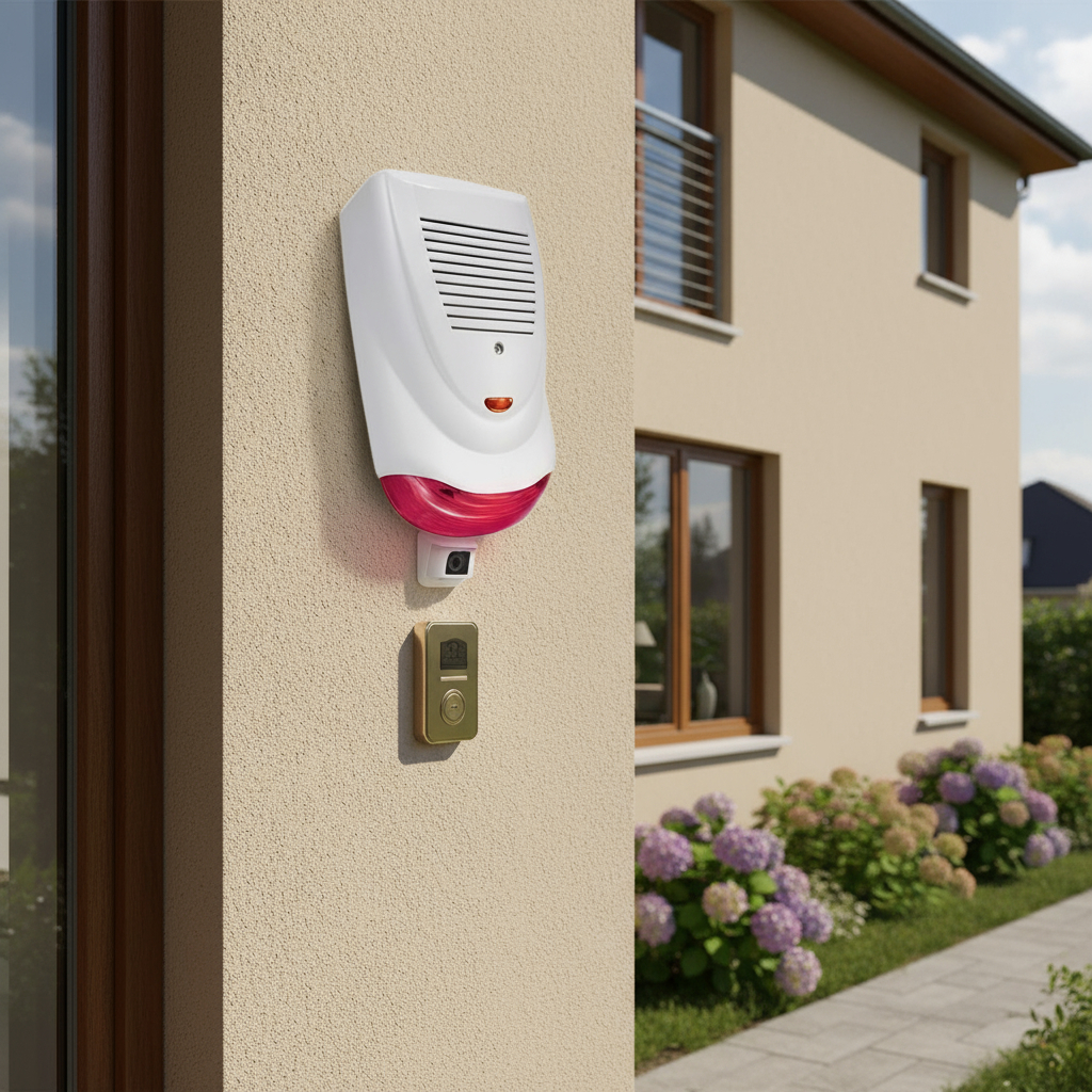 Sirena Con Flash 12v Autoalimentada - Roja