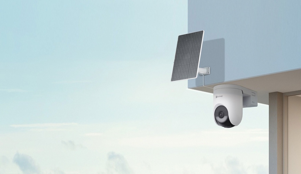 Kit Cámara De Seguridad Ezviz Hb8c 4mp Wifi + Panel Solar Incluido Blanco