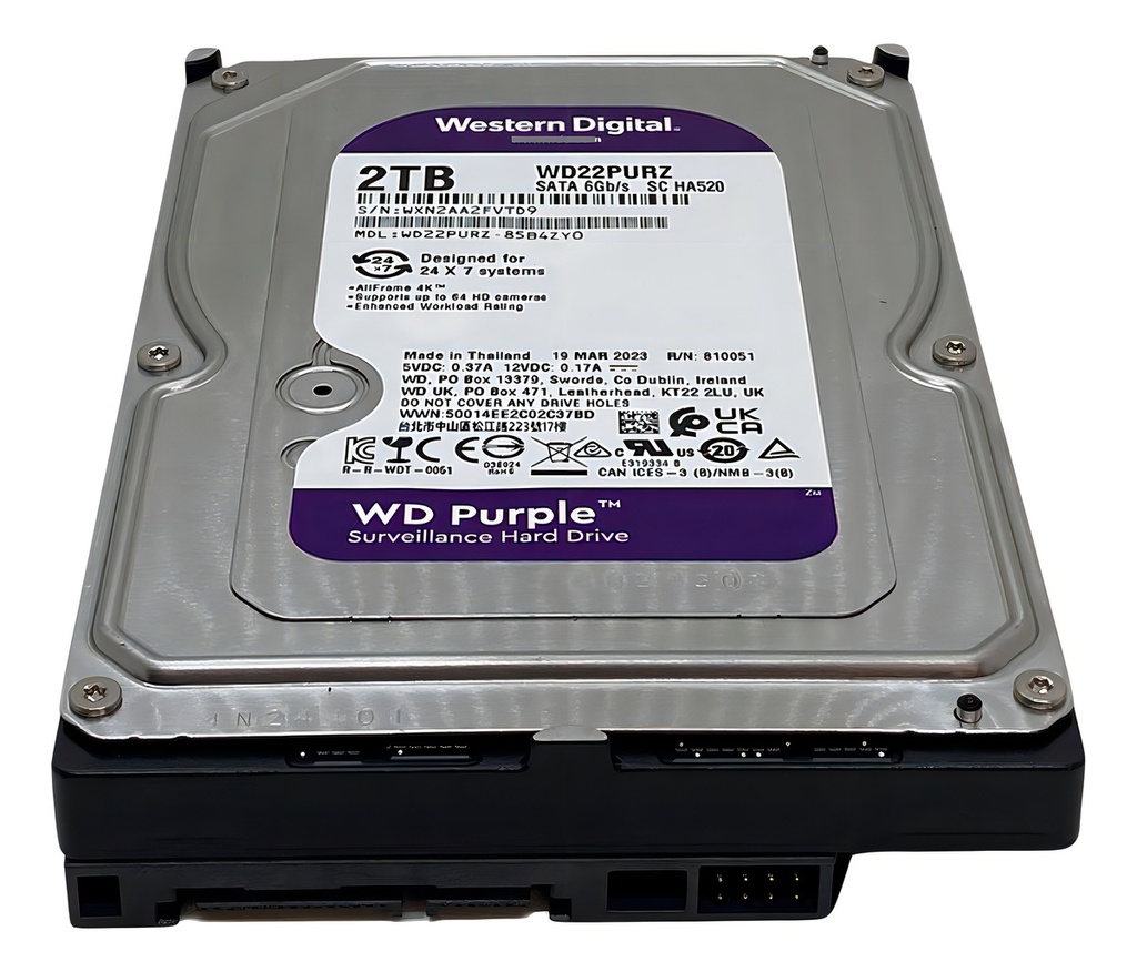Disco Duro Hdd Western Digital Purple, 2tb, 3.5', 256mb