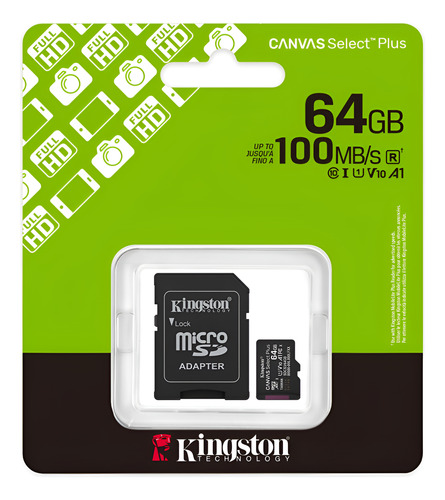 [Canvas Select Plus] Memoria MicroSD Kingston Select Plus 64GB clase 10