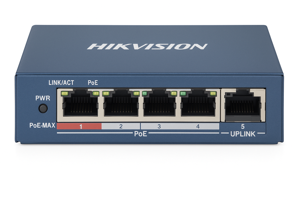 Switch PoE Hikvision Smart 4 Puertos Gigabit 802.3af/at Vigilancia