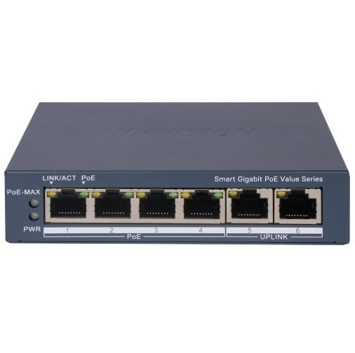 Switch No Administrable 6 Puertos Gigabit PoE 45W HIKVISION