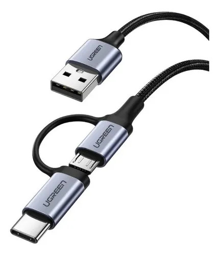 Cable 2 En 1 Usb-A A Usb-C Y Micro Usb