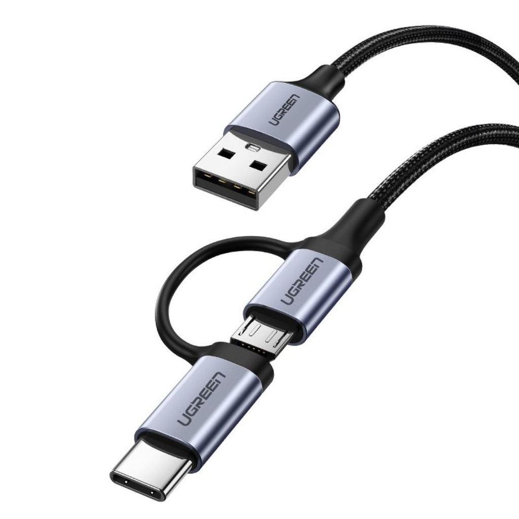 Cable 2 En 1 Usb-A A Usb-C Y Micro Usb