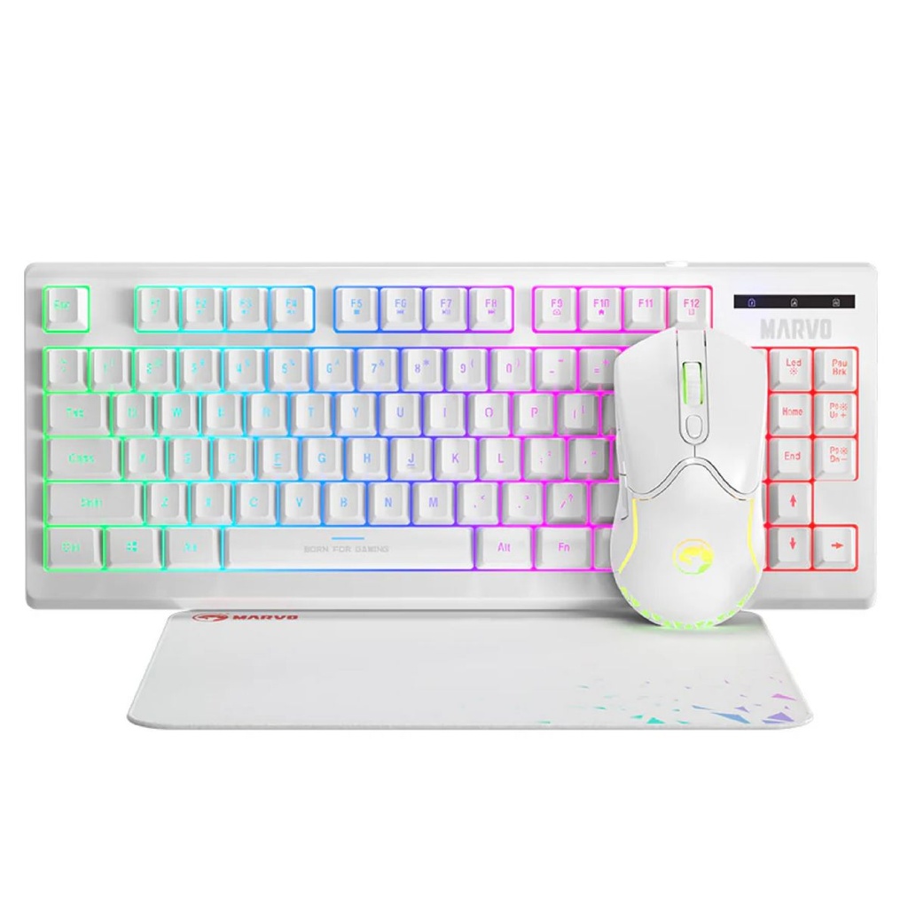 Combo Marvo Cm310 Teclado In + Mouse + Pad Wh Ing