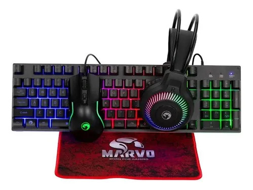 Combo Gaming Teclado Mousepad Auriculares