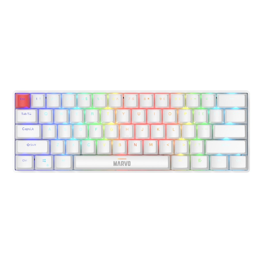 Teclado Marvo Mecánico Kg933g 60% Sw Red Ing Wh