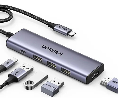 HUB USB-C 5 Puertos USB-C HDMI 4K 60Hz Pd 100W