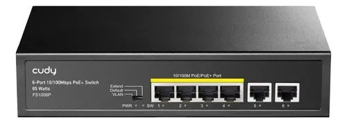 SWITCH L2 6 Puertos Switch No Administrable PoE+ 65W Cudy Fs1006p