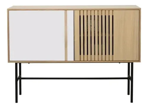 Aparador Estructura Madera Y Blanco 110x35x80