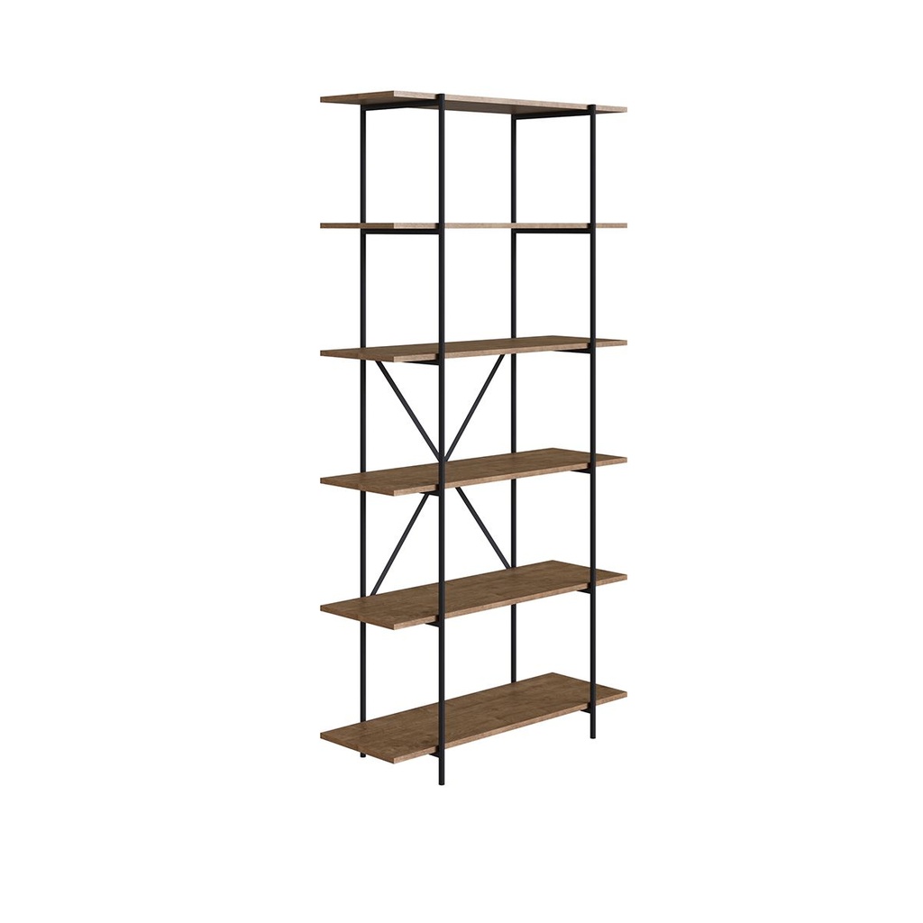 Estantería Unsi 3390 H180 cm Acero y MDP Negro/Madera