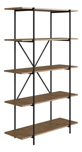 Estantería 3390 H146 cm Acero/MDP Negro/Madera