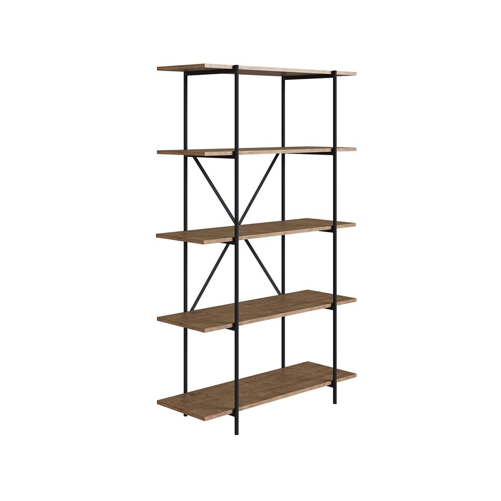 Estantería Unsi 3390 H146 cm Acero/MDP Negro/Madera