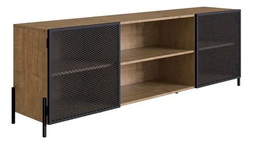 Rack 180x37.5cm H60cm Acero/MDP Negro/Madera