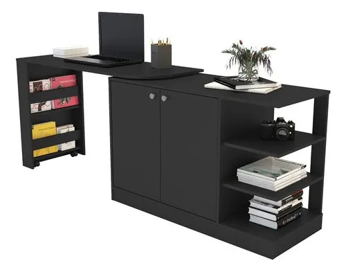 Escritorio Giratorio Con Armario Negro Unsi Furniture