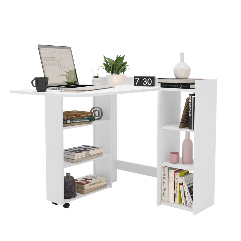 Escritorio Esquinero Rebatible c/Estantes MIDAS
