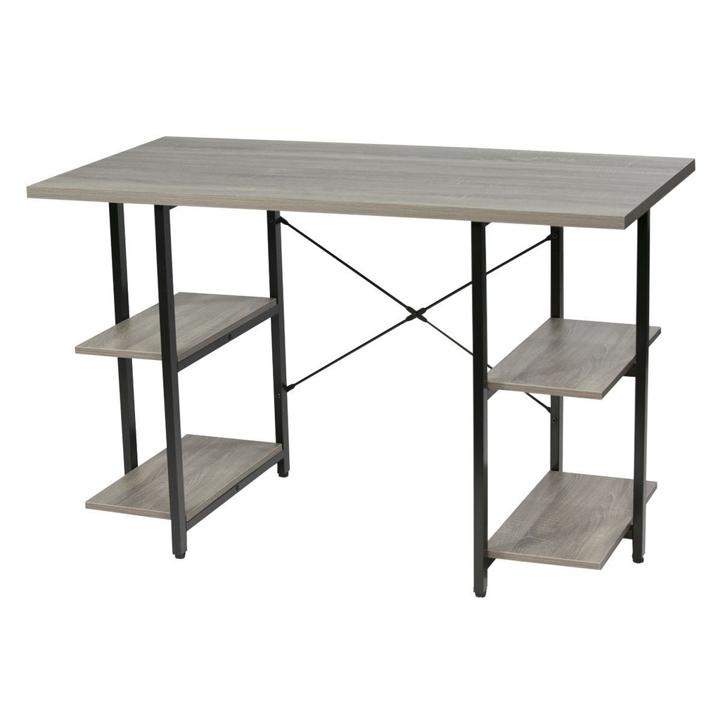 Escritorio 4 Estantes Negro/Cemento