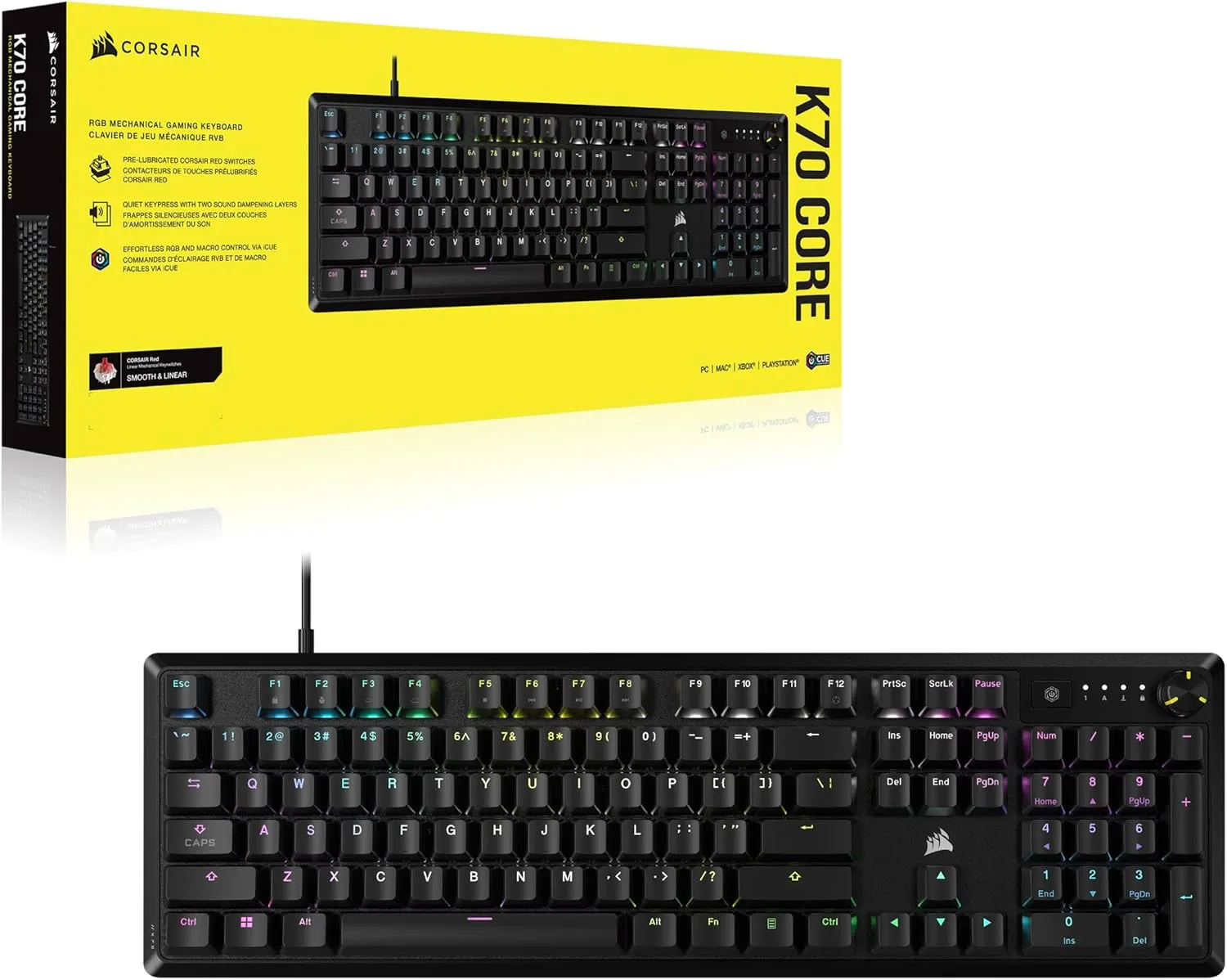 CORSAIR TECLADO K70 RGB CORE MECANICO N
