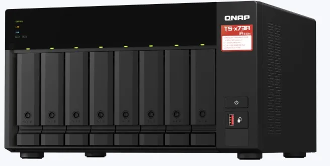 NAS QNAP TOWER 8-BAY AMD RYZEN V1500B 4C/8GB/2x2.5GbE/2xM.2/Single Power Supply/3Y