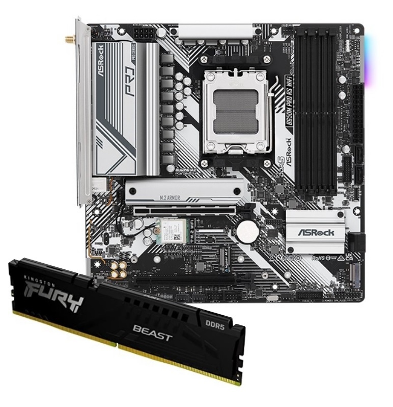 Mother Asrock B650M Pro + Memoria Kingston DDR5 16GB