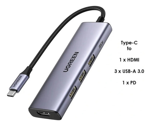 Hub 5 En 1 Usb3.0 Y Usbc 4K