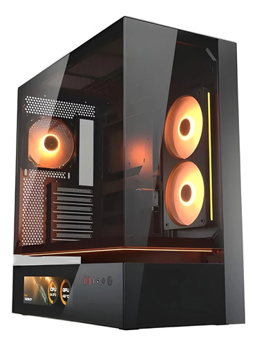 Gabinete Mid Tower Con Iluminación Argb Negro Con Panel Lateral De Cristal