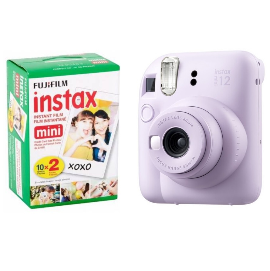Cámara Instantánea Fuji Instax Mini 12 Lila Con Papel Instantáneo X20