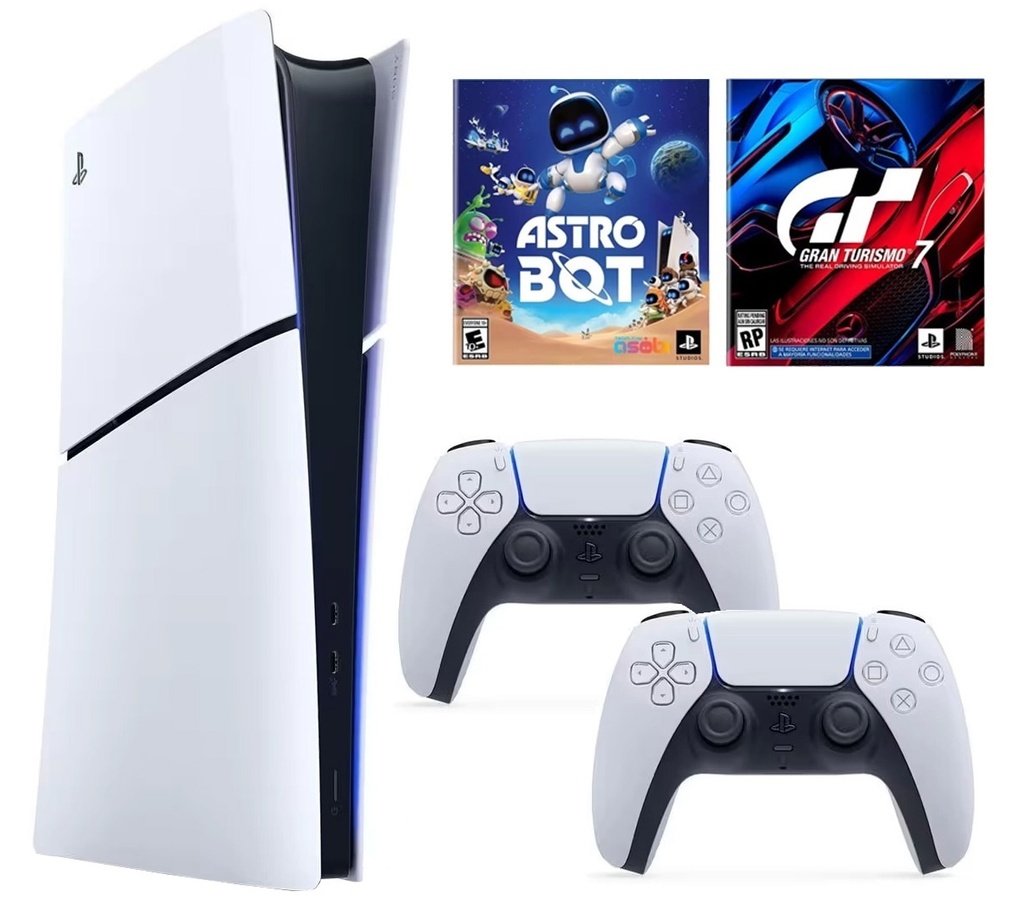 Consola Sony Playstation 5 Slim Digital + Joystick Sony Dual Sense + Astro Bot + Gran Turismo 7