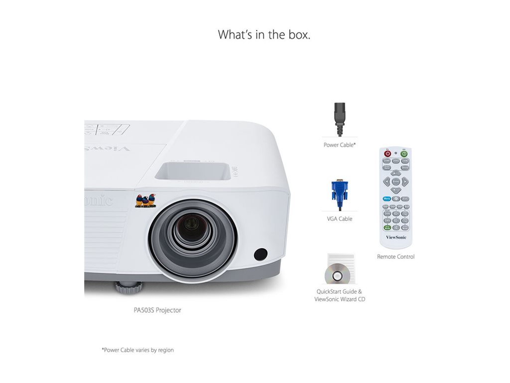ViewSonic PA503S - Proyector DLP - 3D - 4000 ANSI lumens - SVGA (800 x 600) - 4:3 - con 1 año de servicio de cambio urgente