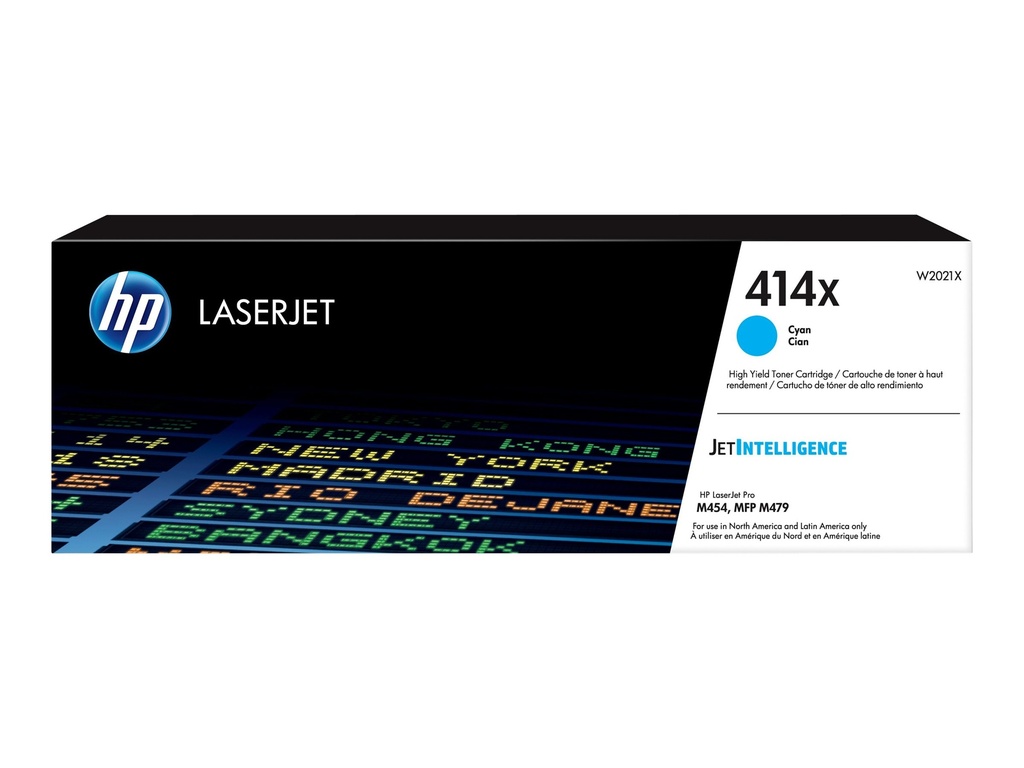 HP 414X - Alto rendimiento - cián - original - LaserJet - cartucho de tóner (W2021X) - para Color LaserJet Enterprise M455, MFP M480; Color LaserJet Pro M454, M479, MFP M479