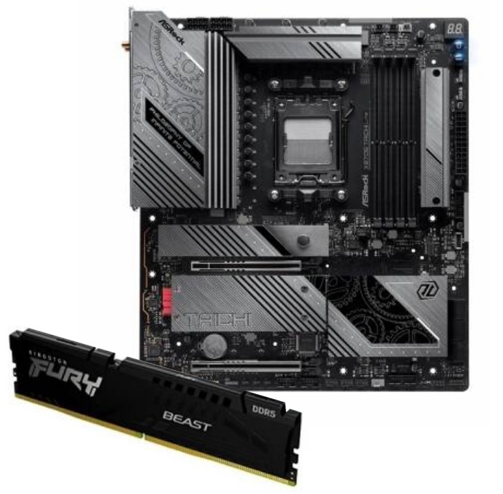 Placa Madre Asrock X870e + Memoria Kingston Fury Beast Ddr5 32GB 5600MHz