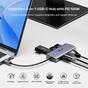 HUB USB-C 6 En 1 Puertos USB-C Con PD 100W