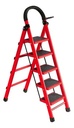 Escalera Tijera 5 Escalones Acero Plástico Negro Rojo Alpina
