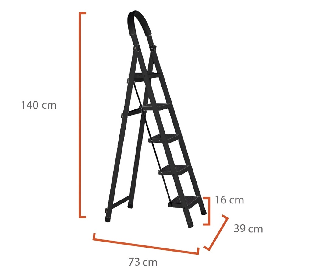 Escalera 5 escalones negra