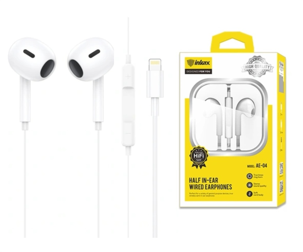 Auriculares Lightning Intraurales Blanco Inkax