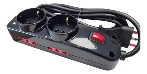 Alargue 3 metros 2x Schuko 4x 3 en Línea Ficha 3L CONATEL Negro