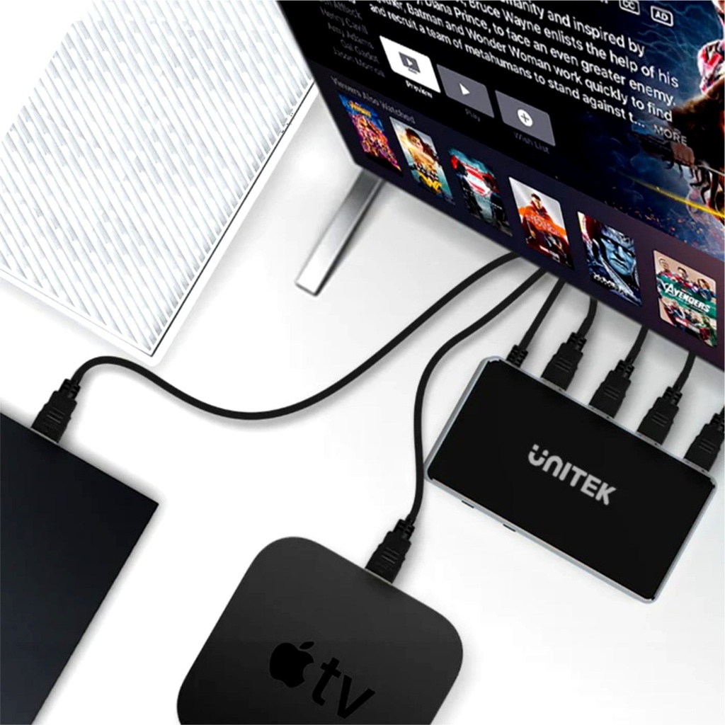 Switch Unitek HDMI 4K de 5 puertos con Control