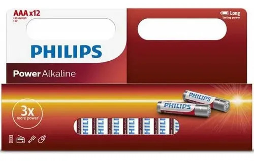 Pack Pilas Alcalinas Aaa 1.5V Philips Lr03 X12