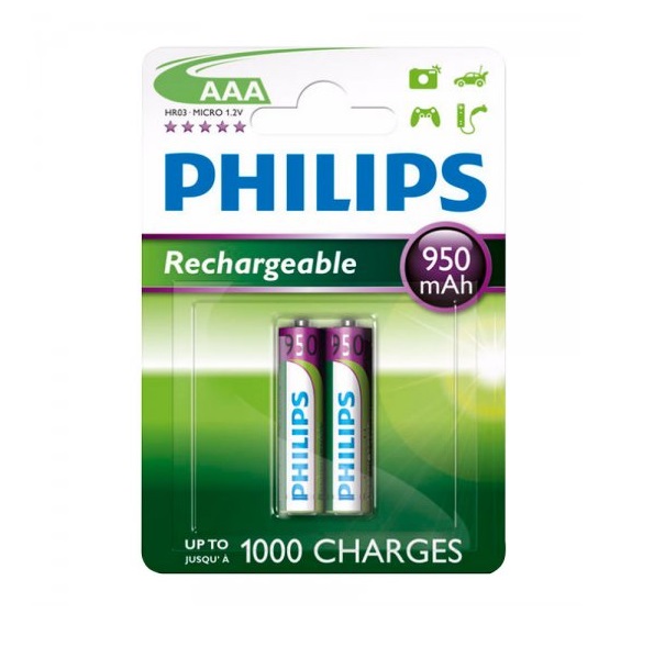 [R03B2A95/97] Pilas recargables Philips AAA 950mAh X2