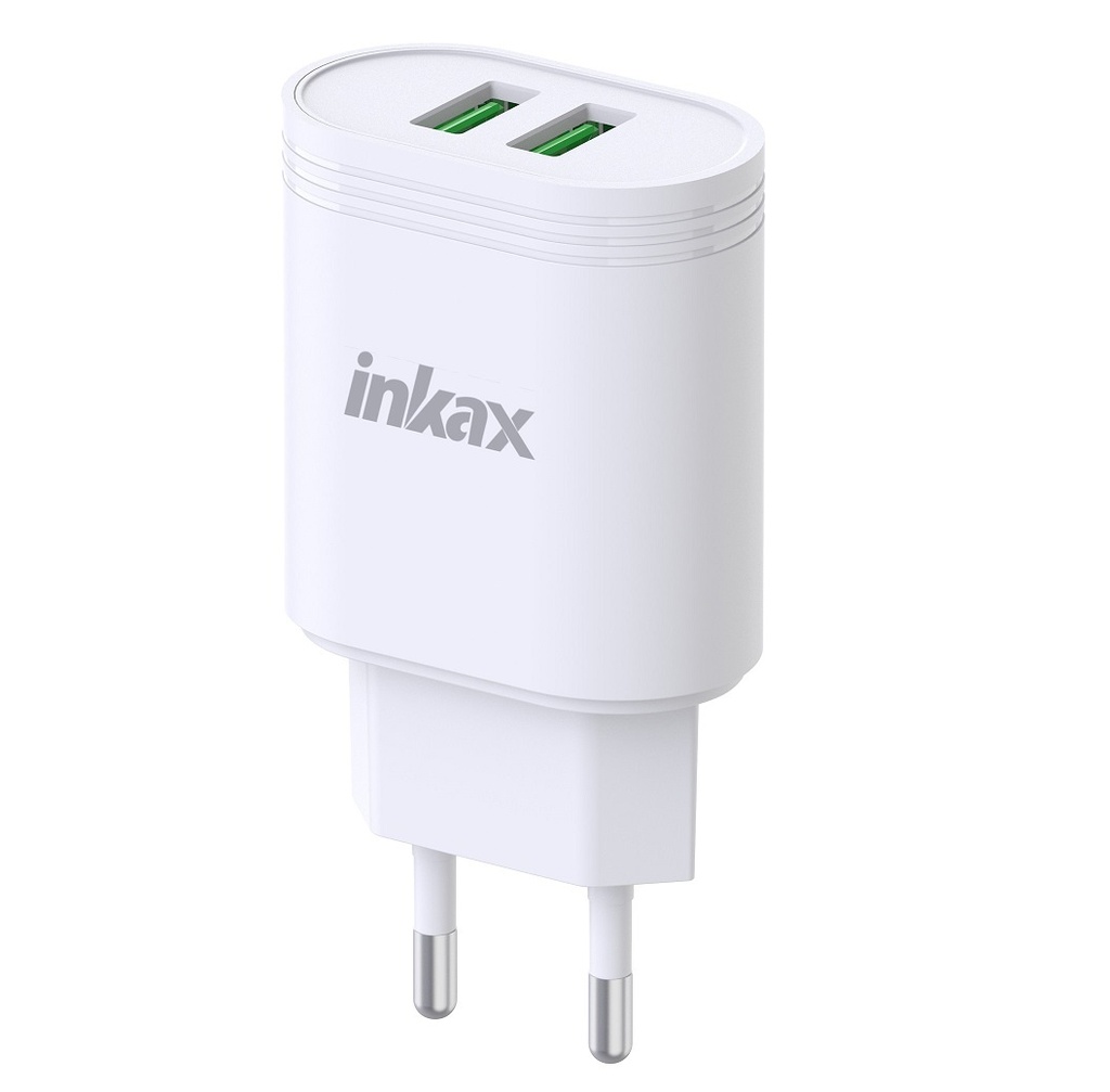 [Y02] Cargador Inkax 2xUSB-A 12W 2.4A blanco