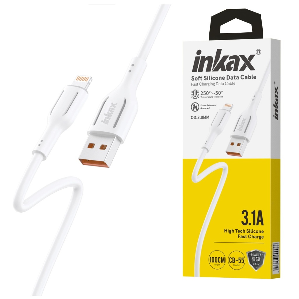 [CB-55] Cable Inkax Lightning 3.1A blanco 1M