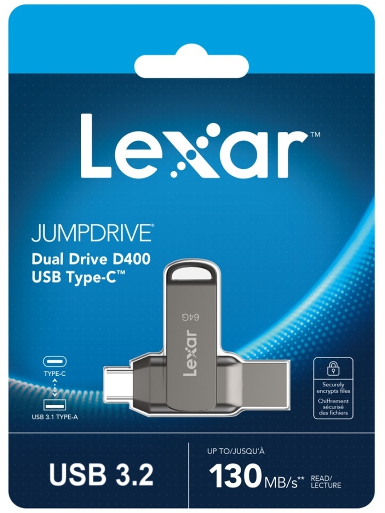 [LJDD400064G-BNQNG] Pendrive Lexar 64GB JumpDrive Dual Drive D400 USB 3.2