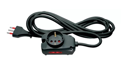 [718080] Alargue 3 metros 1xSchuko + 2x3L a ficha 3L Conatel negro