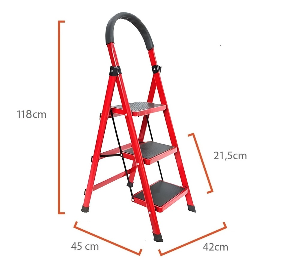 [ZGS-7183RONE] Escalera 3 escalones roja