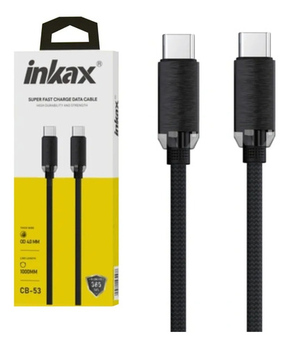 Cable USB-C / USB-C 240W 1m negro Inkax