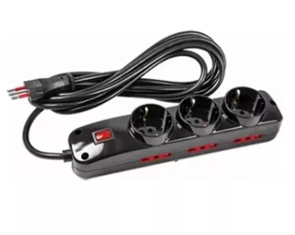 [717573] Alargue 3 metros 3xSchuko 6x3L a ficha 3L Conatel negro